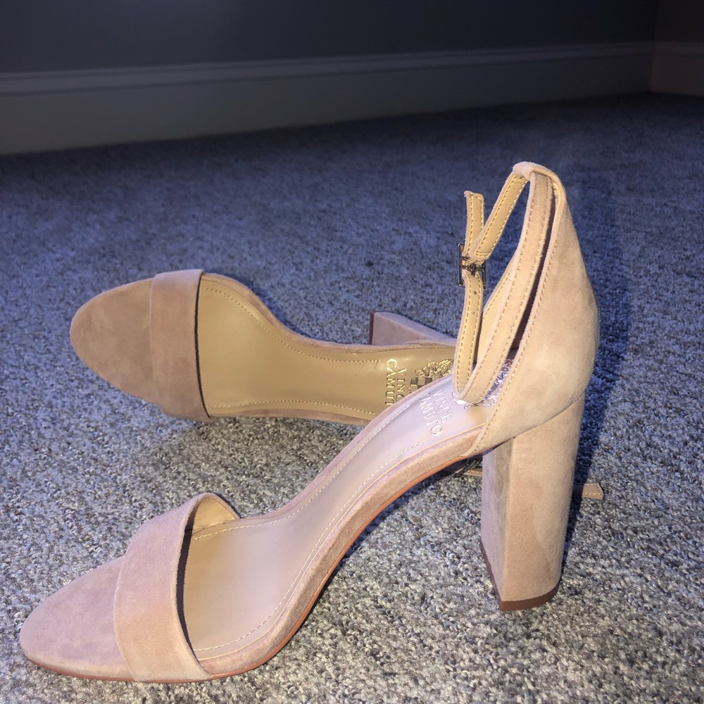 Vince Camuto open toe sandal heel, Dusty Rose